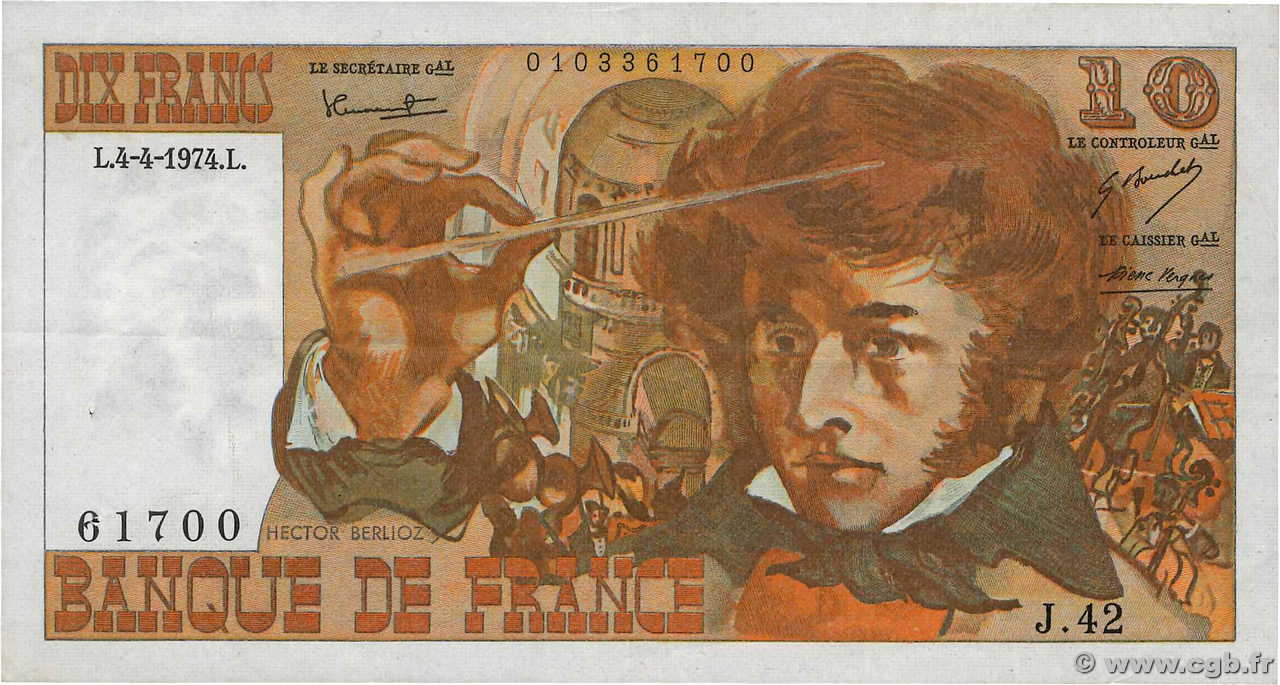 10 Francs BERLIOZ FRANCE  1974 F.63.04 TTB