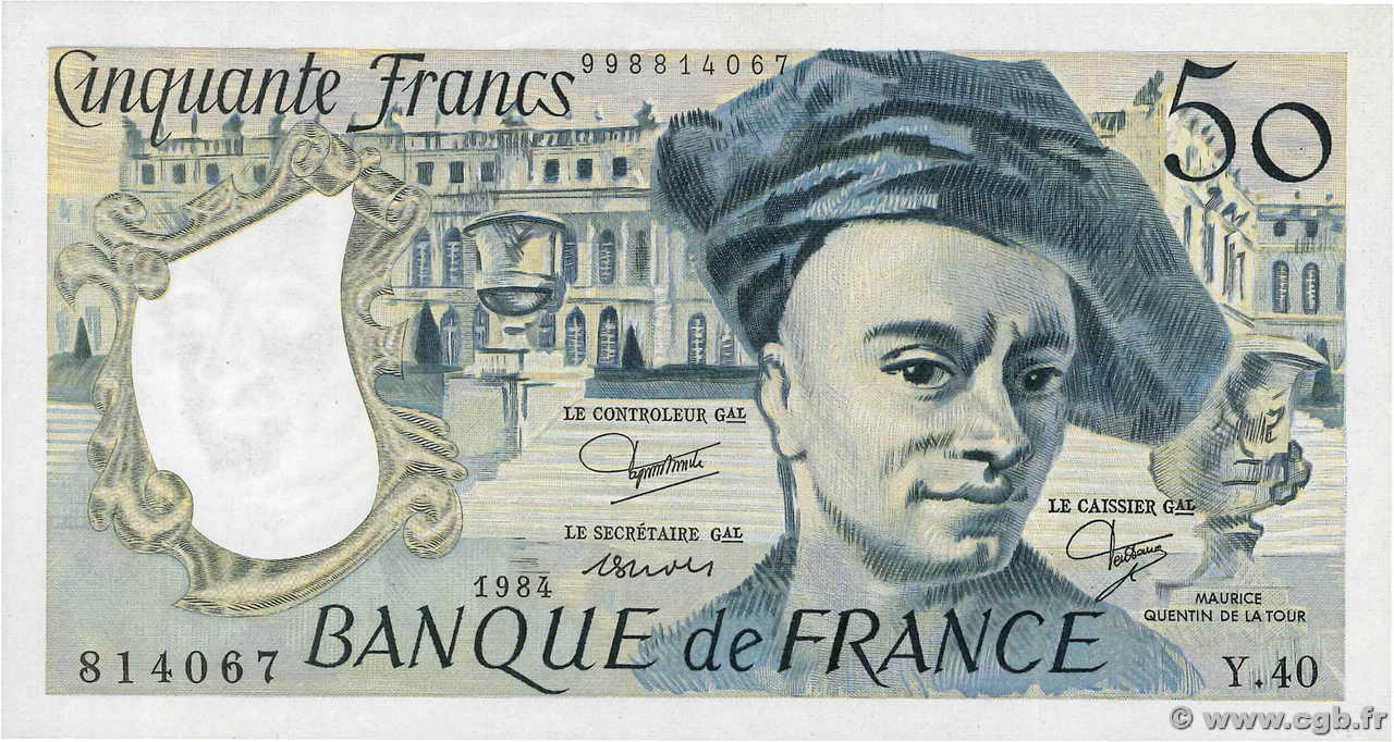 50 Francs QUENTIN DE LA TOUR FRANCIA  1984 F.67.10 EBC