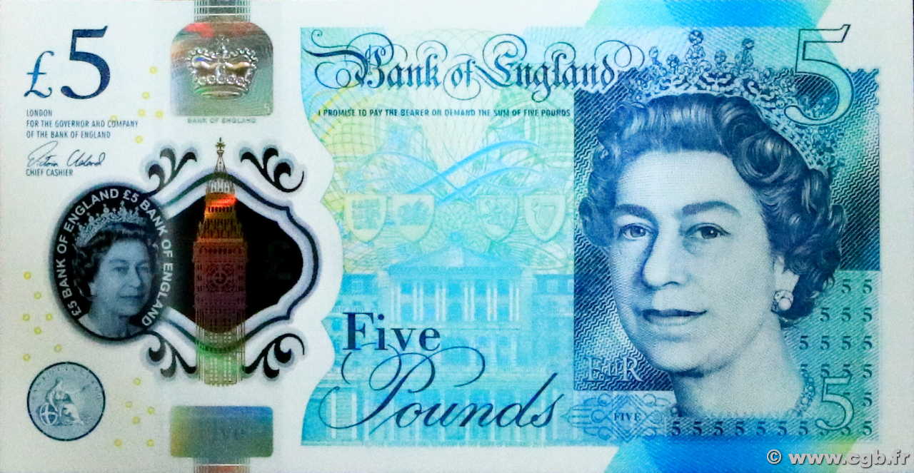 5 Pounds ANGLETERRE  2015 P.394 NEUF