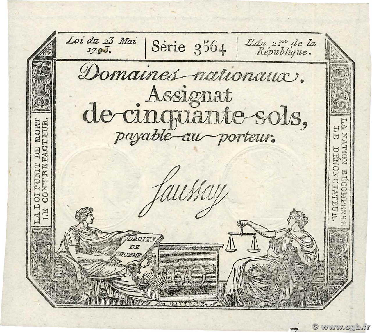 50 Sols FRANCE  1793 Ass.42c pr.NEUF