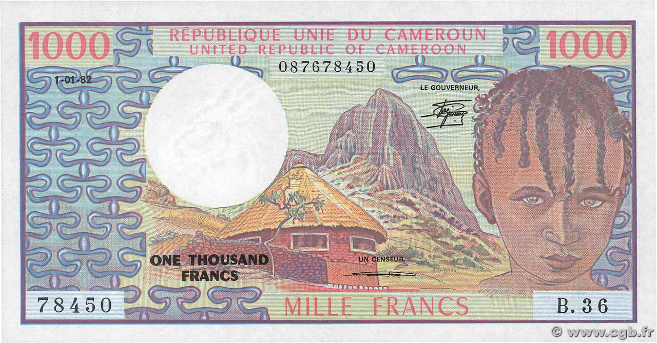1000 Francs CAMEROUN  1982 P.16d pr.NEUF