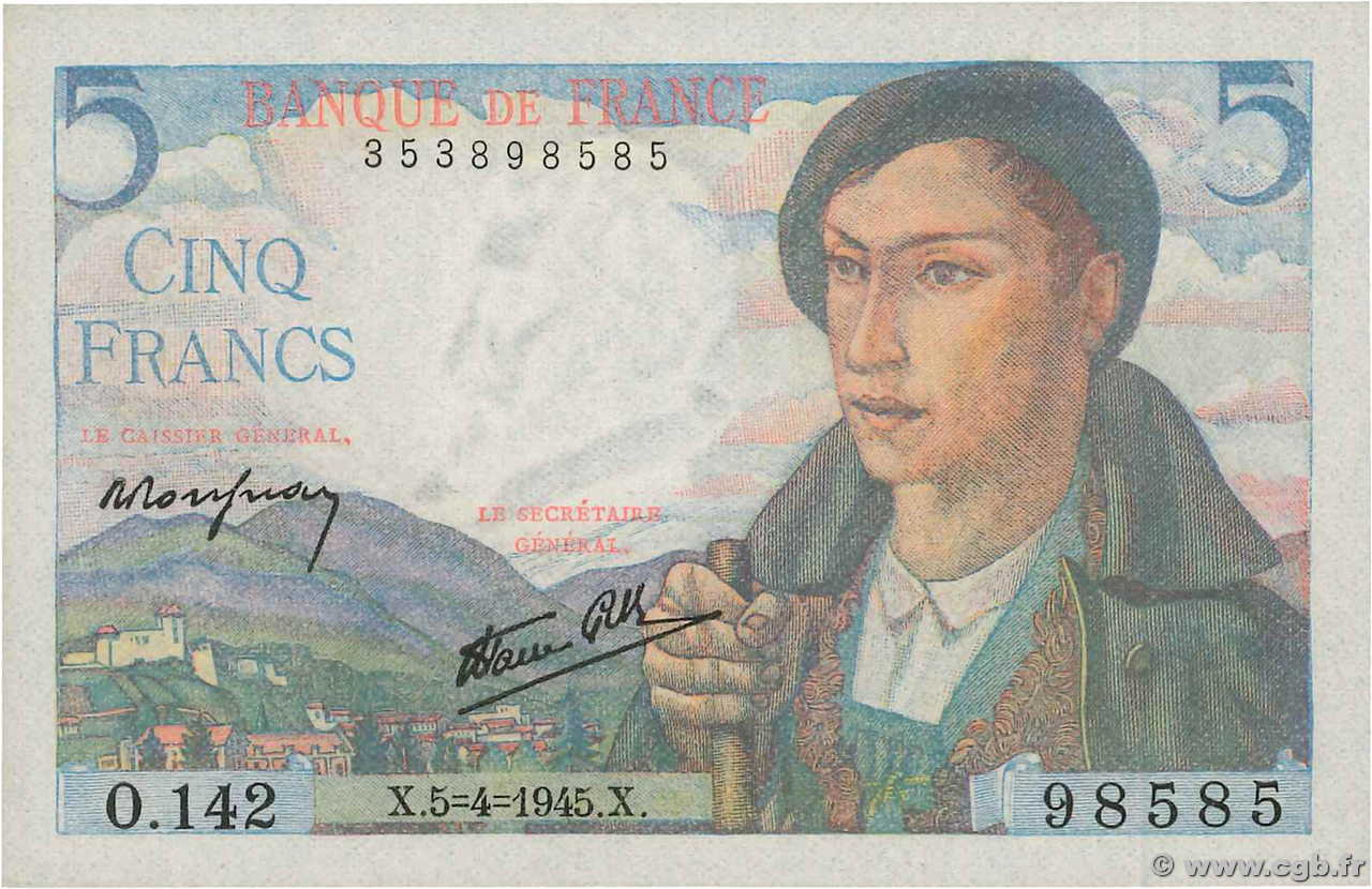 5 Francs BERGER FRANCE  1945 F.05.06 SPL+