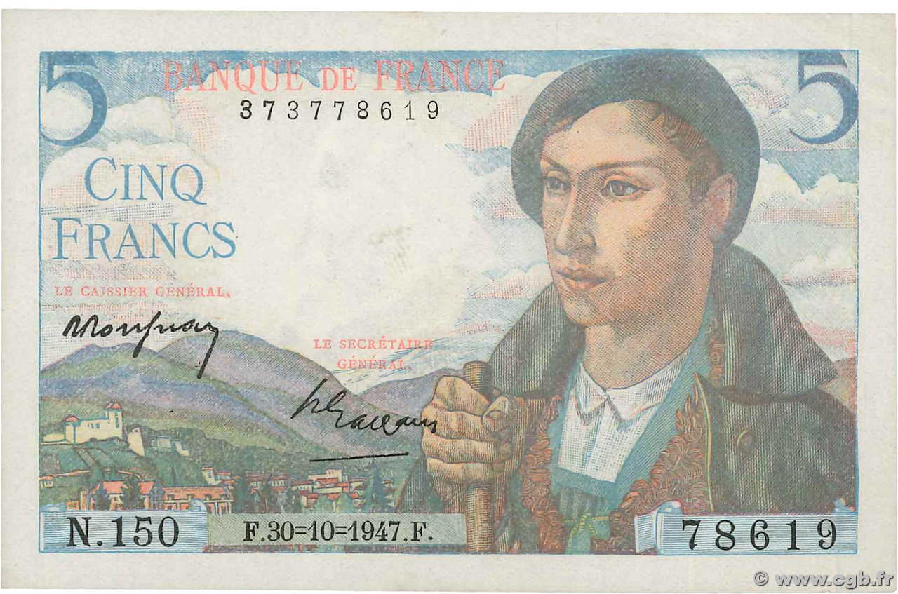 5 Francs BERGER FRANCE  1947 F.05.07 pr.SPL