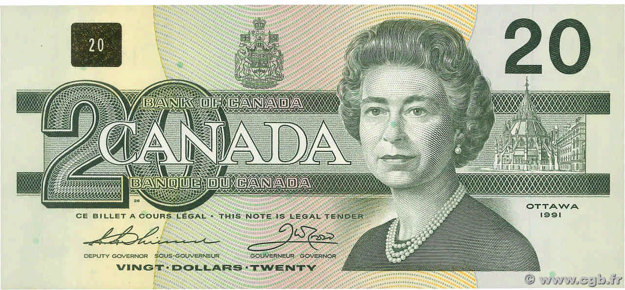 20 Dollars CANADA  1991 P.097a UNC