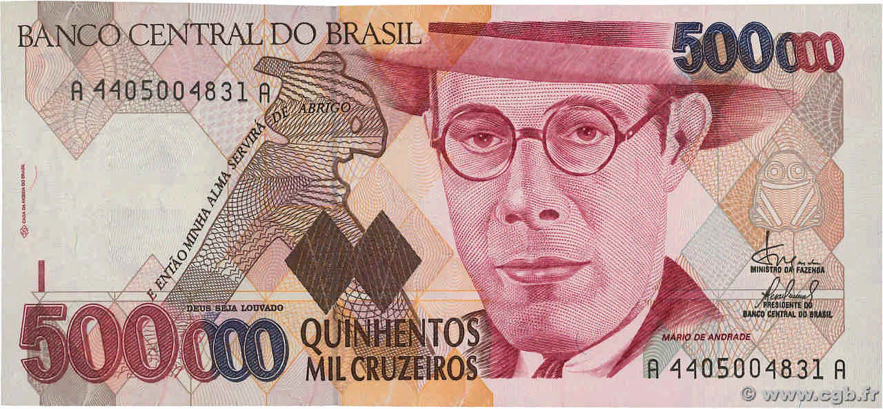 500000 Cruzeiros BRAZIL  1993 P.236c UNC