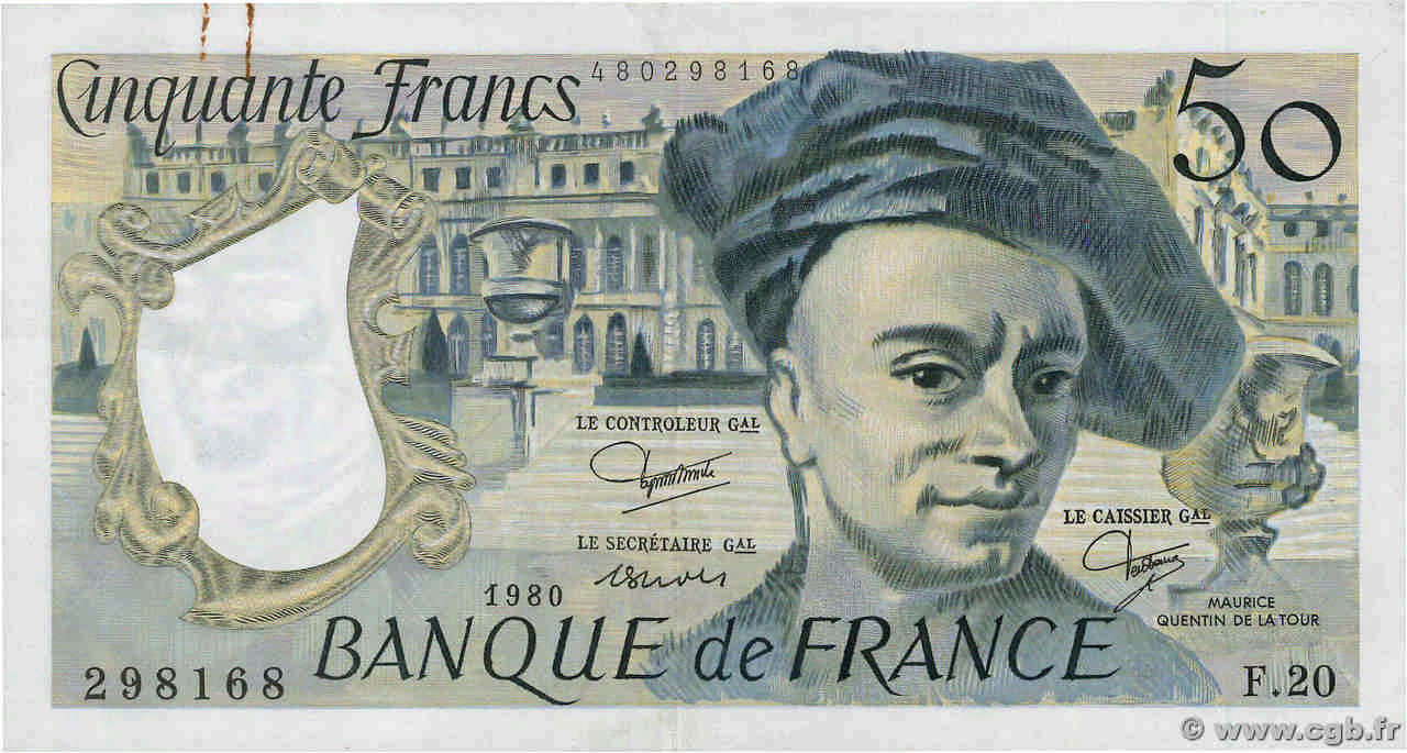 50 Francs QUENTIN DE LA TOUR FRANCE  1980 F.67.06 XF