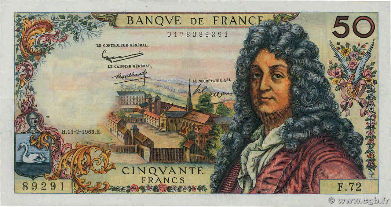 50 Francs RACINE FRANCE  1963 F.64.06 VF+