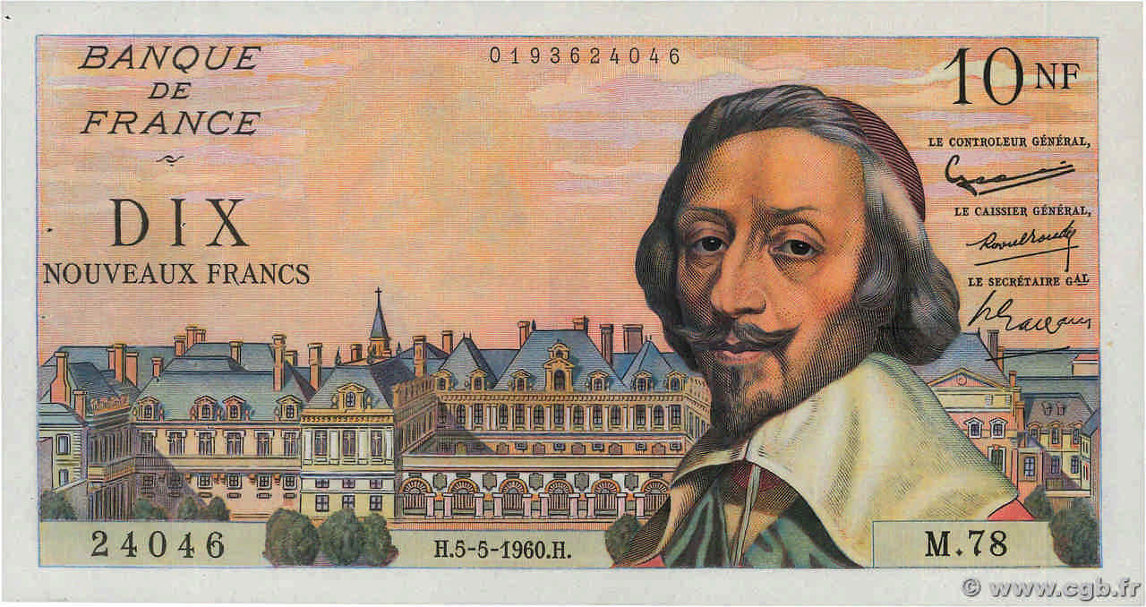 10 Nouveaux Francs RICHELIEU FRANCE  1960 F.57.07 pr.SUP