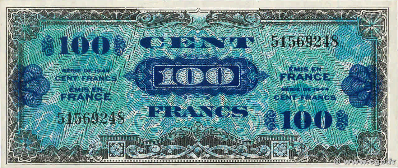 100 Francs DRAPEAU FRANCE  1944 VF.20.01 pr.SPL