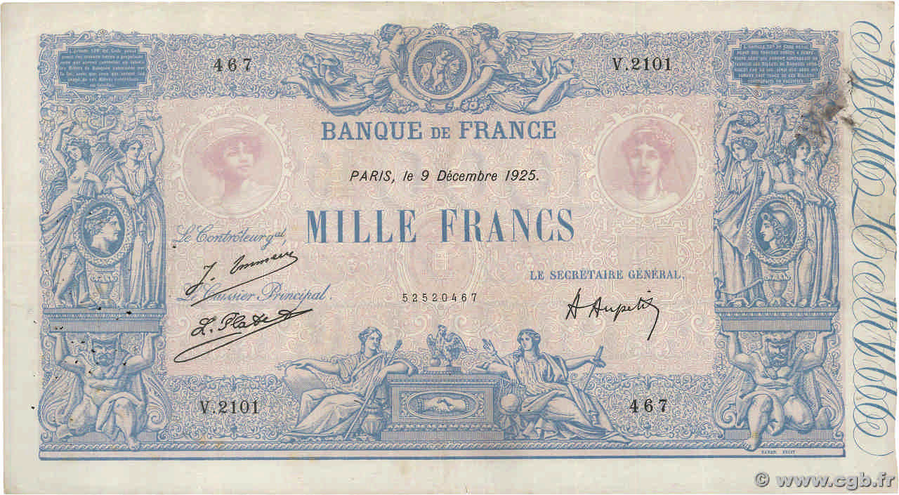 1000 Francs BLEU ET ROSE FRANCE  1925 F.36.41 F