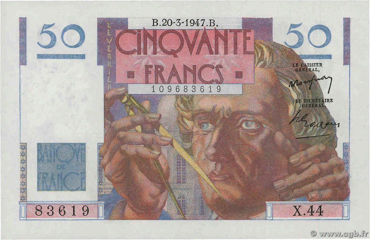 50 Francs LE VERRIER FRANCE  1947 F.20.07 NEUF