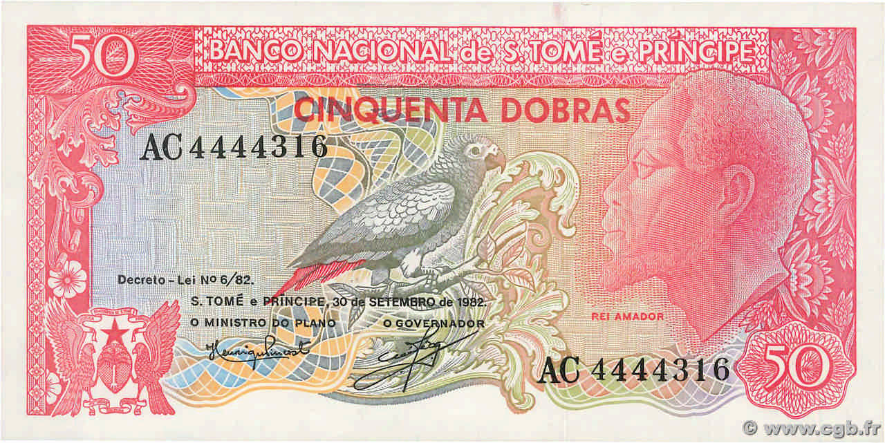 50 Dobras SAO TOMÉ Y PRíNCIPE  1982 P.056 FDC