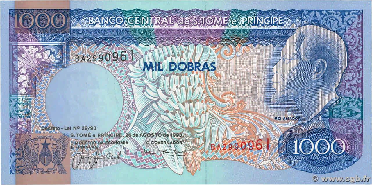 1000 Dobras SAO TOMÉ UND PRINCIPE  1993 P.064 ST