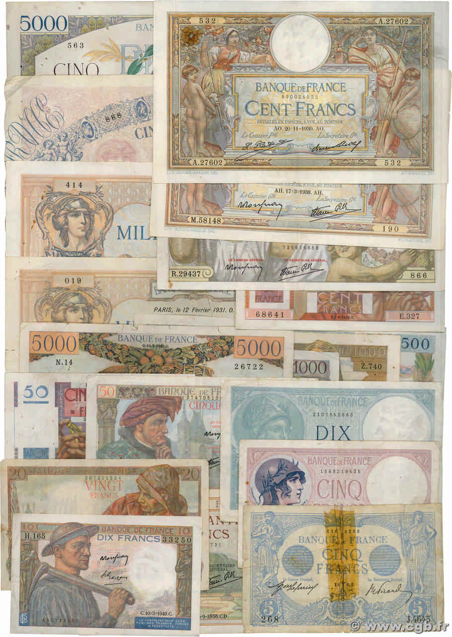 Lot de 20 billets : Pour Débuter une collection Lot FRANCE  1915 F.LOT VG