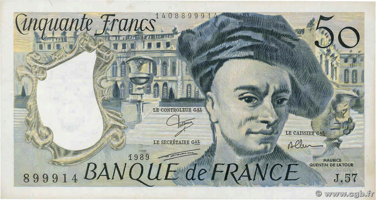 50 Francs QUENTIN DE LA TOUR FRANKREICH  1989 F.67.15 SS