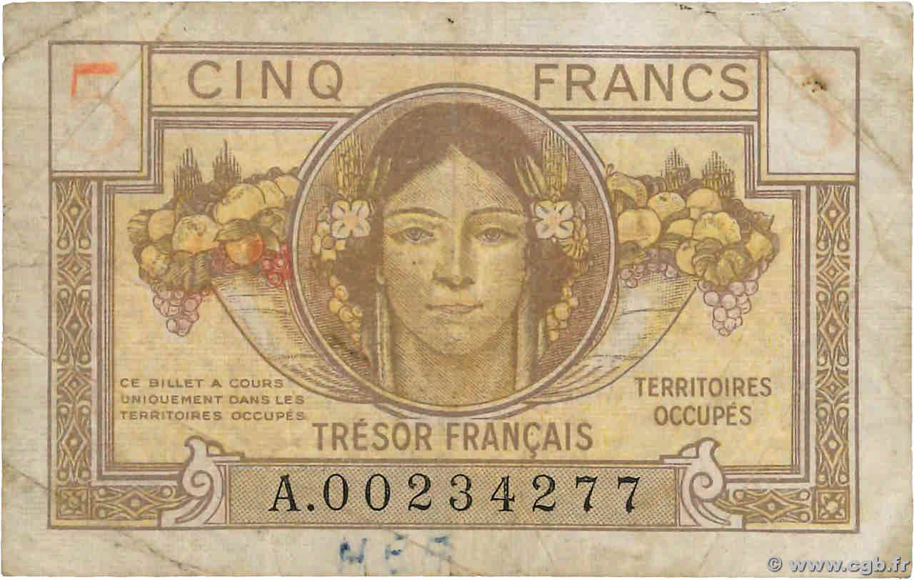 5 Francs TRÉSOR FRANÇAIS FRANCE  1947 VF.29.01 B