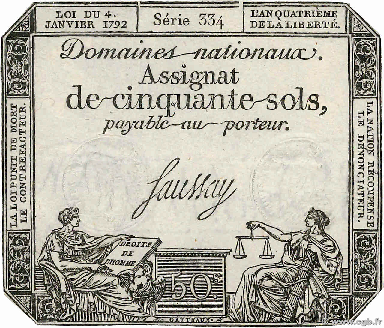 50 Sols FRANCE  1792 Ass.26a SPL