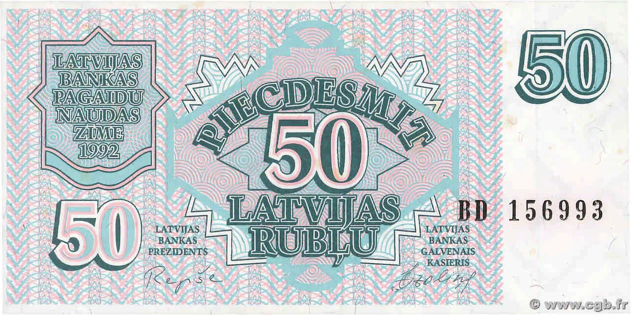 50 Rublu LETTLAND  1992 P.40 fST+