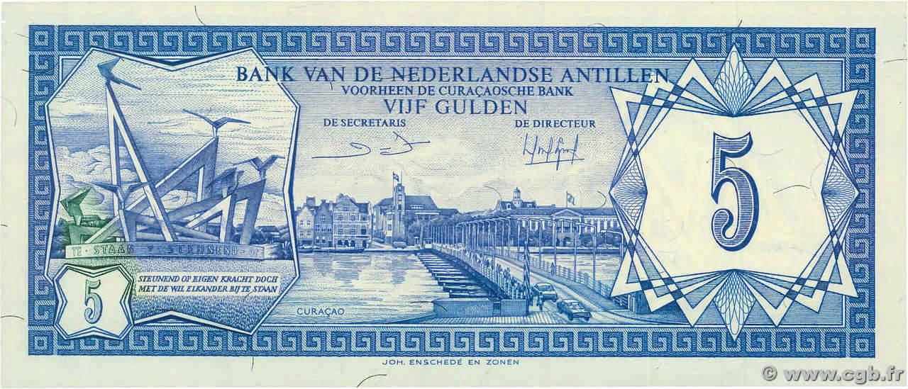5 Gulden NETHERLANDS ANTILLES  1984 P.15b UNC