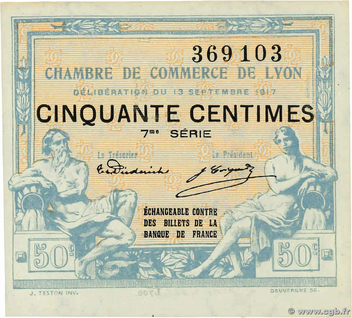 50 Centimes FRANCE régionalisme et divers Lyon 1917 JP.077.14 pr.SPL