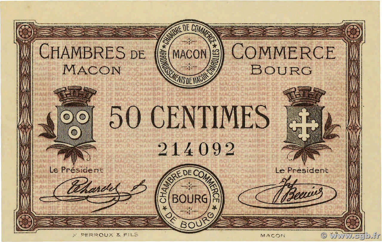 50 Centimes FRANCE régionalisme et divers Macon, Bourg 1915 JP.078.01 pr.NEUF