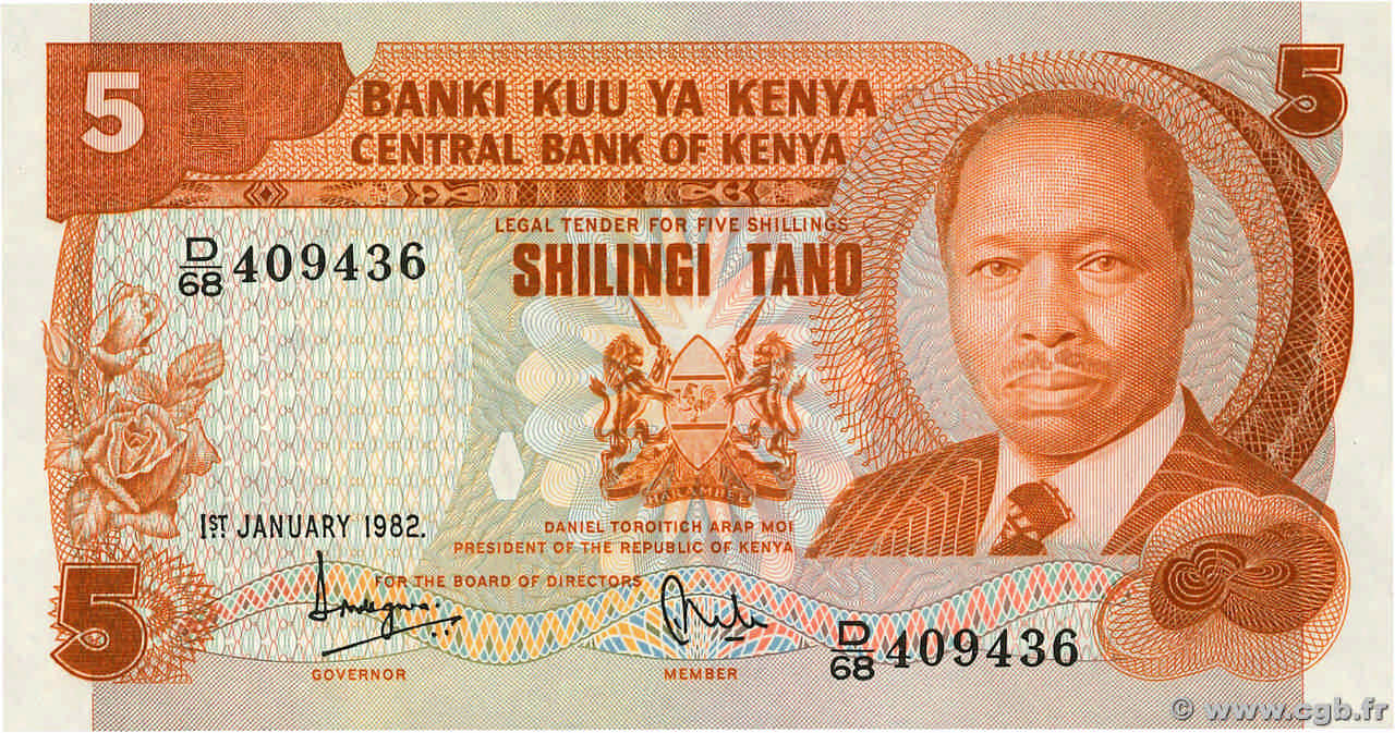 5 Shillings KENYA  1982 P.19b NEUF