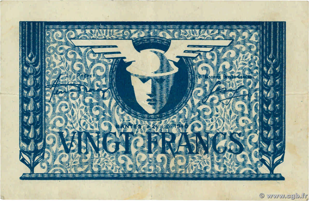 20 Francs LOIRE INFERIEURE FRANCE régionalisme et divers Nantes 1940 BU.62.01 TB+