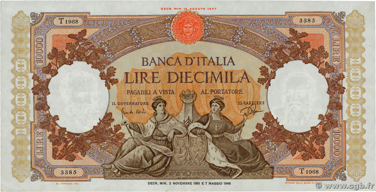 10000 Lire ITALIE  1961 P.089d SUP