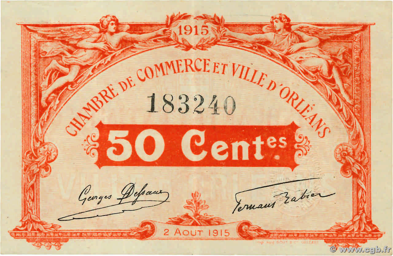 50 Centimes FRANCE régionalisme et divers Orléans 1915 JP.095.04 TTB