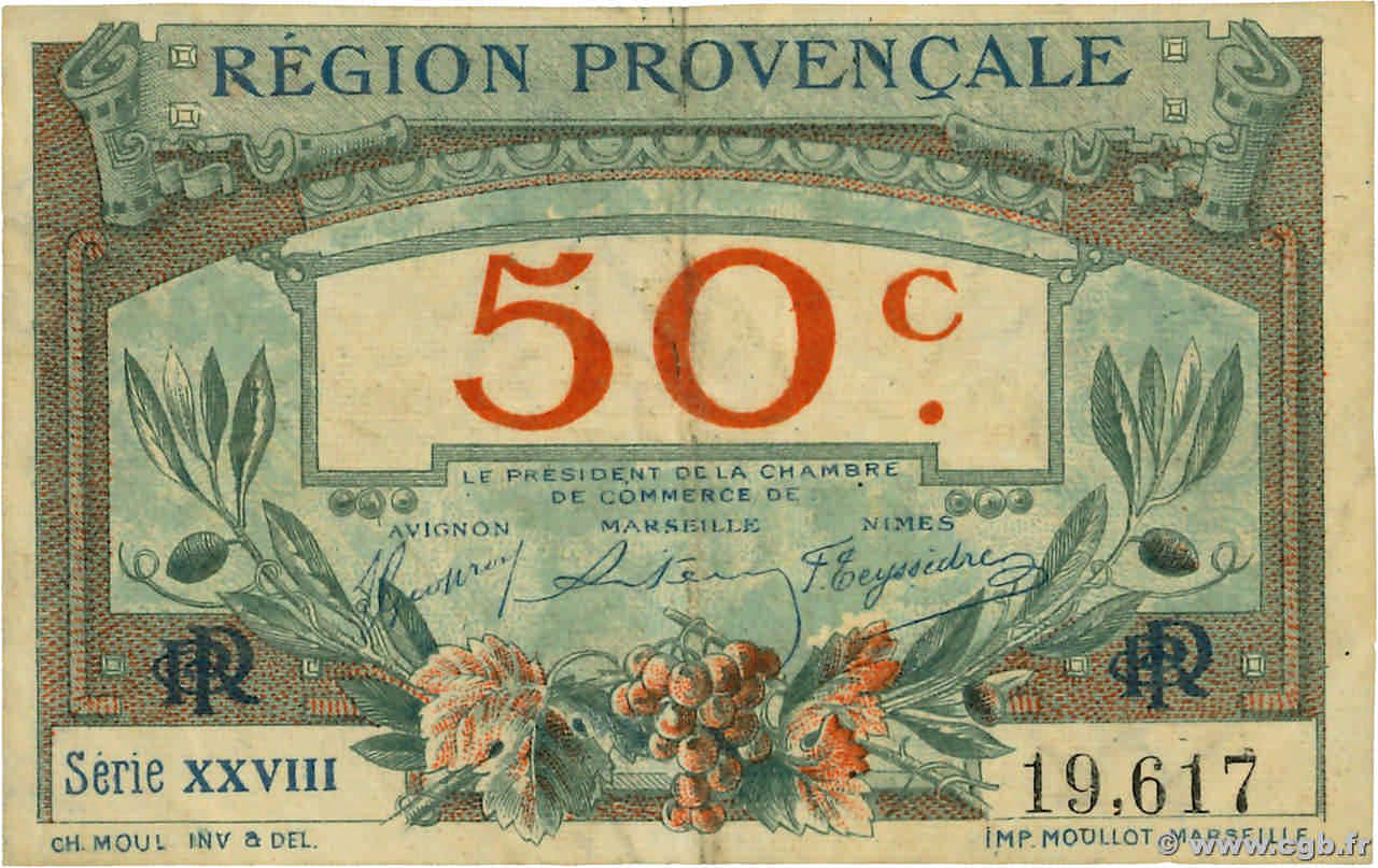 50 Centimes FRANCE régionalisme et divers Alais, Arles, Avignon, Gap, Marseille, Nîmes, Toulon 1918 JP.102.01 TB+