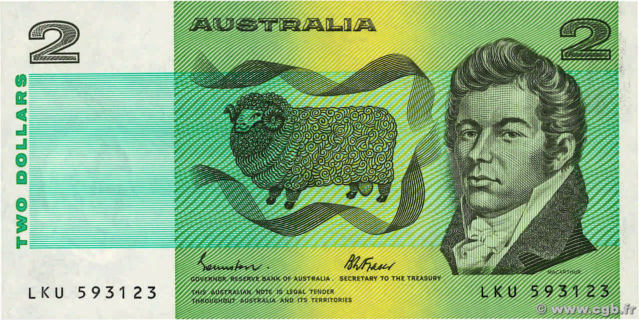 2 Dollars AUSTRALIE  1985 P.43e pr.NEUF