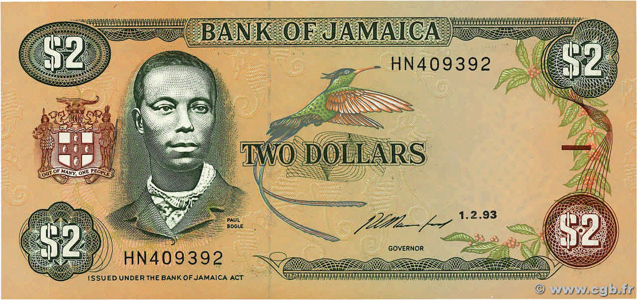 2 Dollars JAMAÏQUE  1993 P.69e NEUF