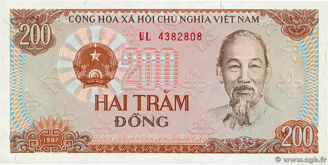 200 Dong VIET NAM  1987 P.100c UNC