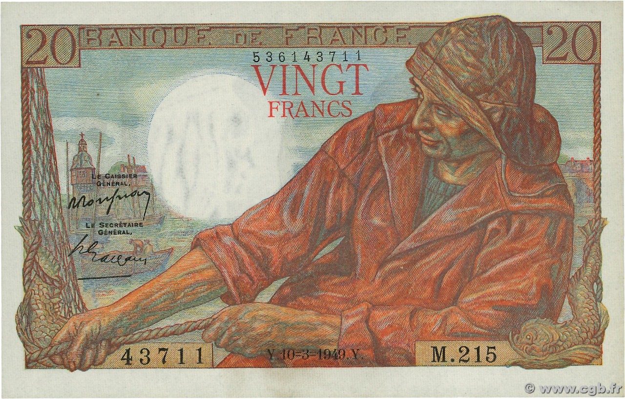 20 Francs PÊCHEUR FRANCE  1949 F.13.14 SPL+