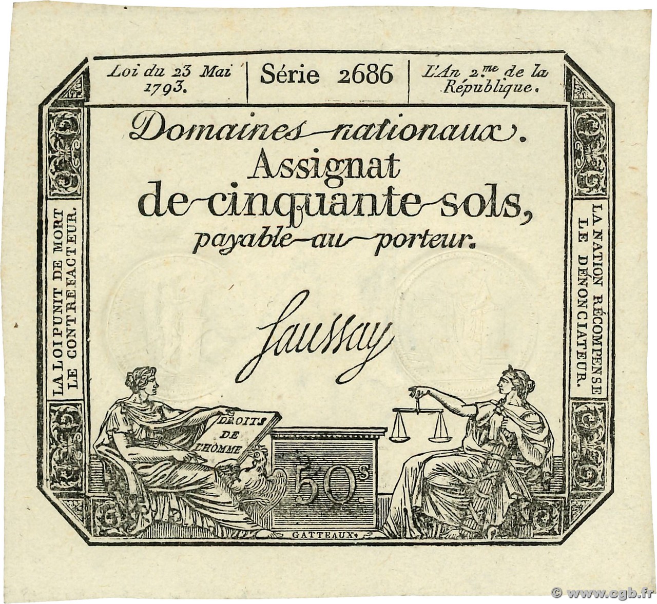 50 Sols FRANCE  1793 Ass.42c pr.NEUF