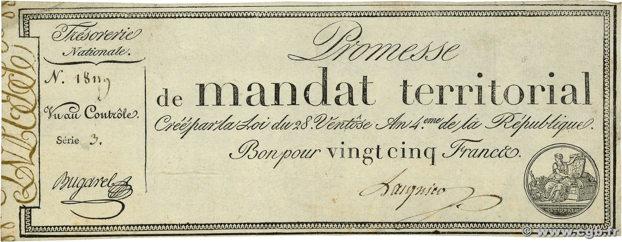 25 Francs avec série FRANCE  1796 Ass.59b TTB
