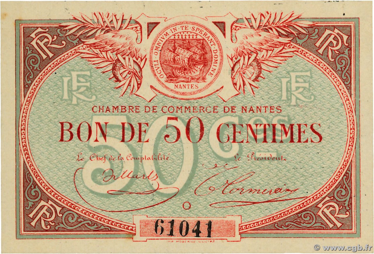 50 Centimes FRANCE régionalisme et divers Nantes 1918 JP.088.13 pr.NEUF
