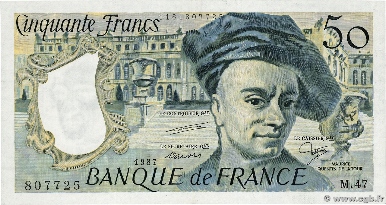 50 Francs QUENTIN DE LA TOUR FRANCE  1987 F.67.13 XF