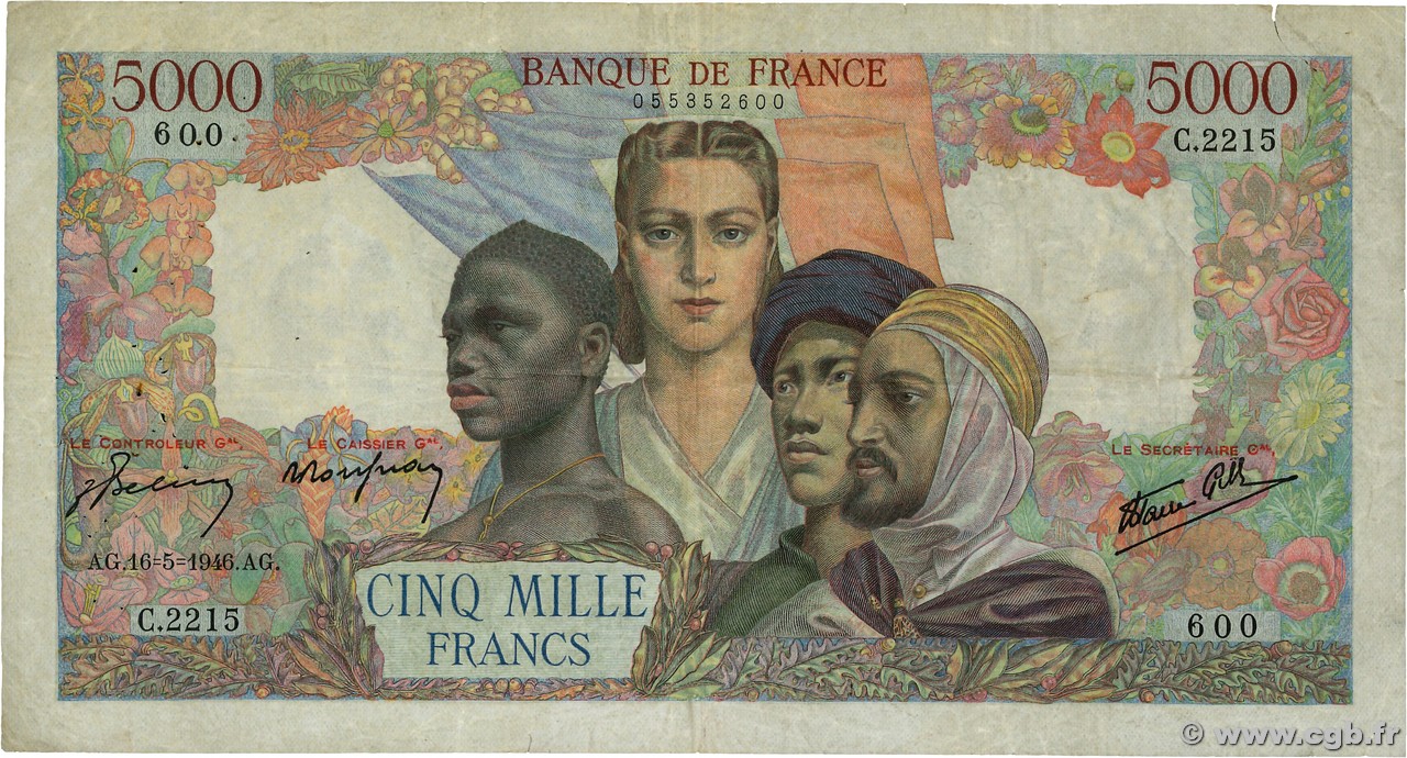 5000 Francs EMPIRE FRANÇAIS FRANCE  1946 F.47.53 pr.TB