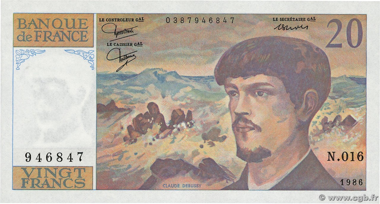 20 Francs DEBUSSY FRANCE  1986 F.66.07 pr.NEUF