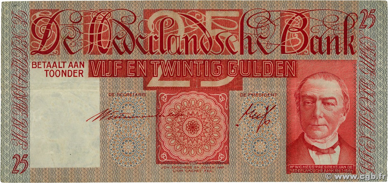 25 Gulden PAYS-BAS  1941 P.050 TB