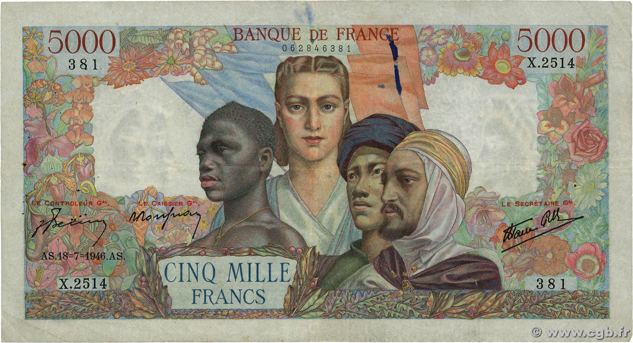 5000 Francs EMPIRE FRANÇAIS FRANCE  1945 F.47.16 TB