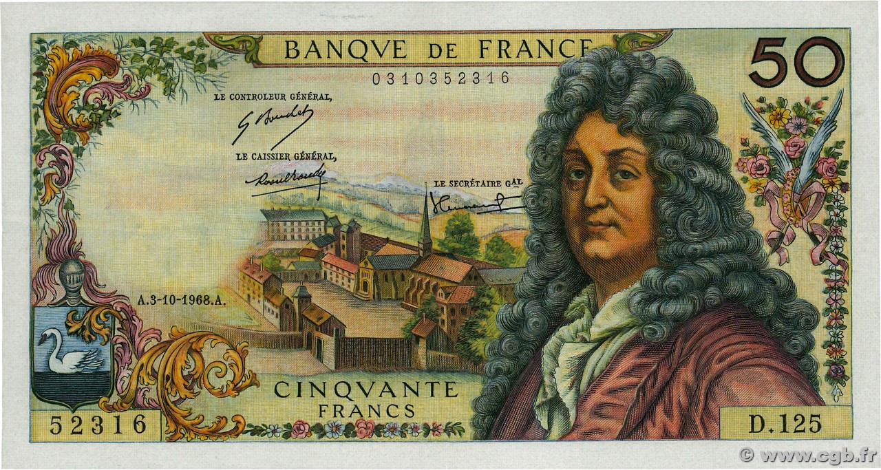 50 Francs RACINE FRANCE  1968 F.64.12 TTB+