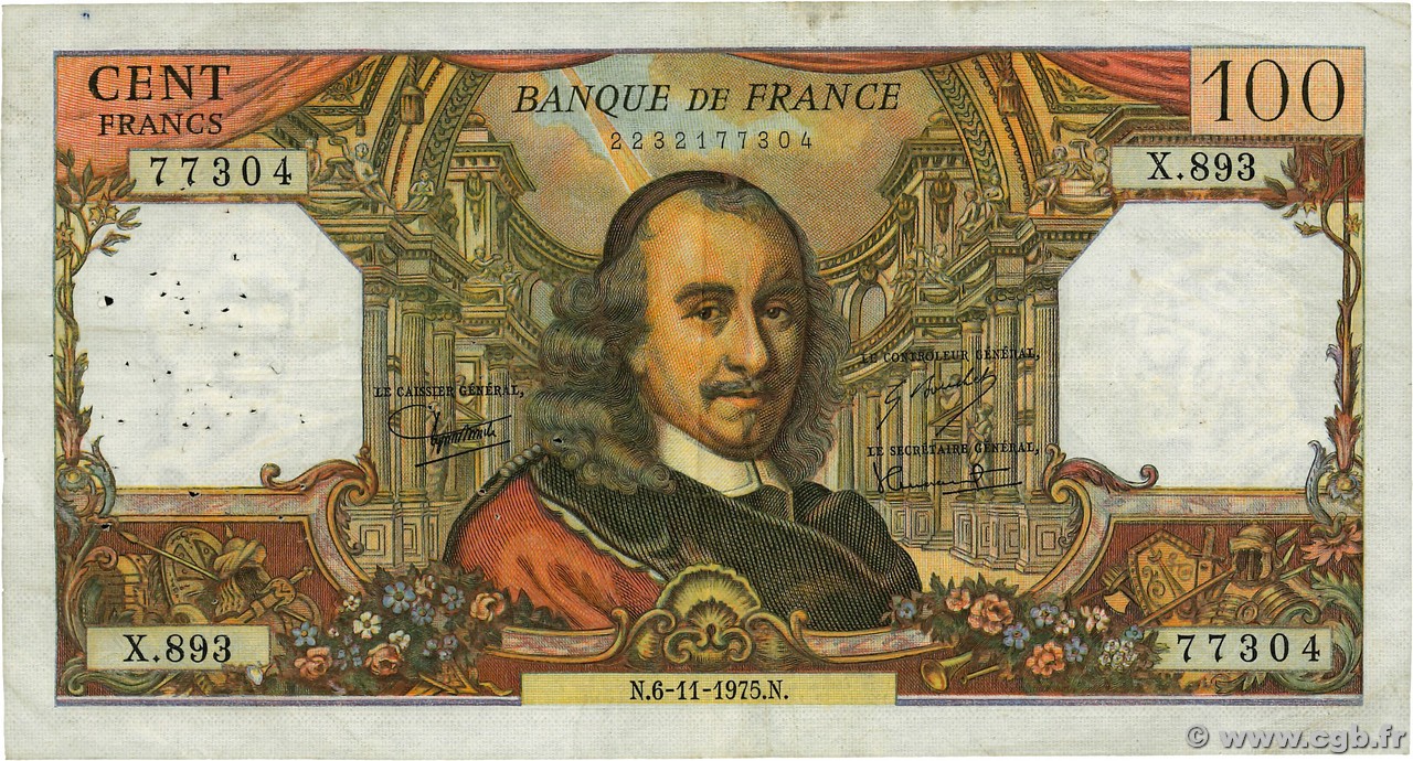 100 Francs CORNEILLE FRANCE  1975 F.65.50 TB