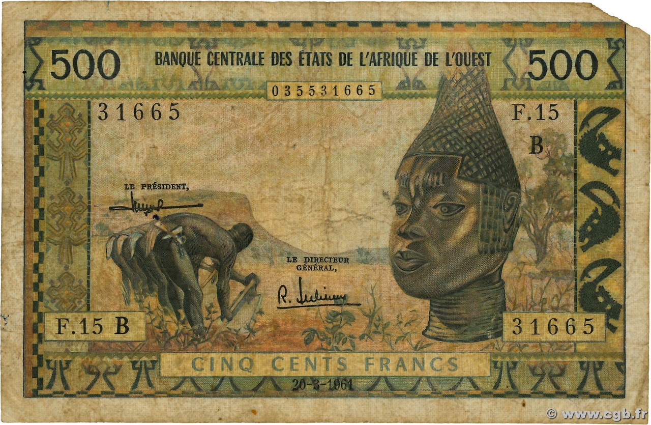 500 Francs ÉTATS DE L AFRIQUE DE L OUEST  1961 P.202Bb B