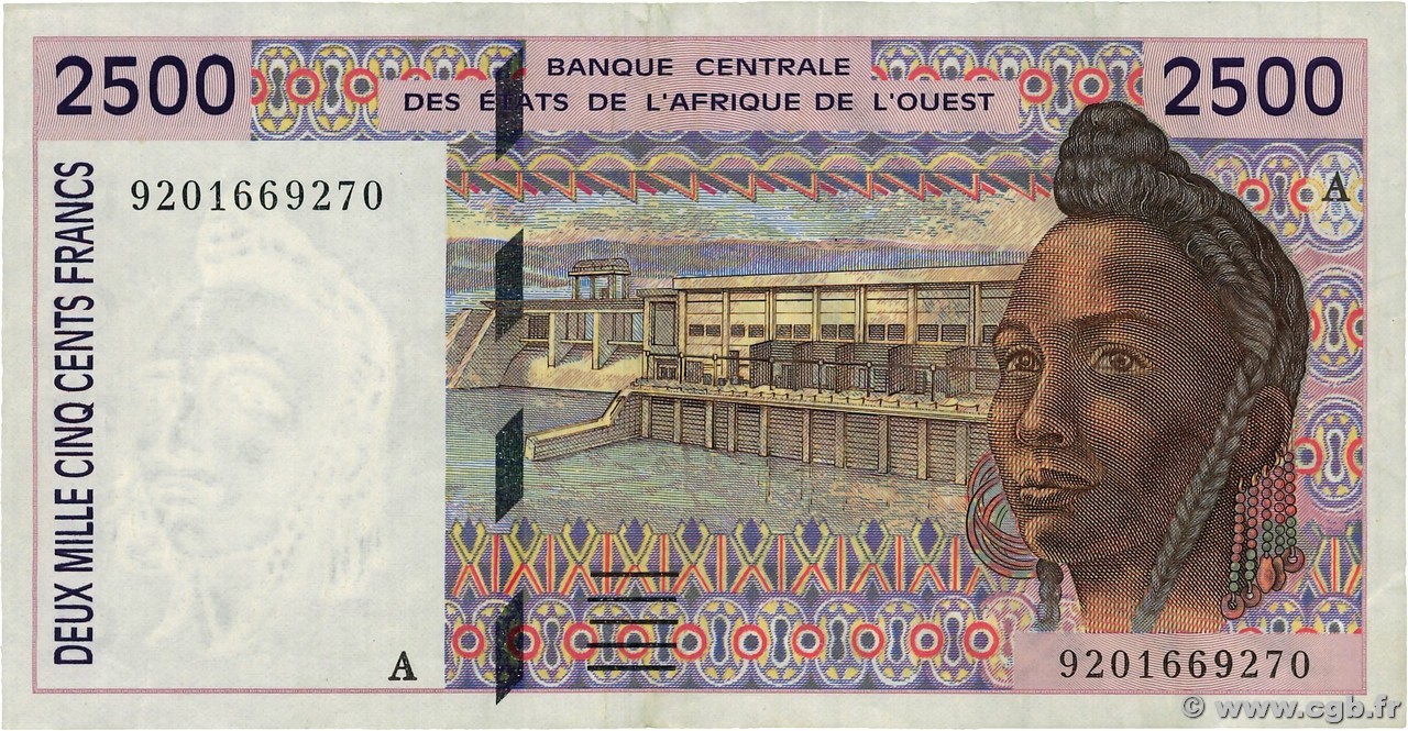 2500 Francs ÉTATS DE L AFRIQUE DE L OUEST  1992 P.112Aa TTB