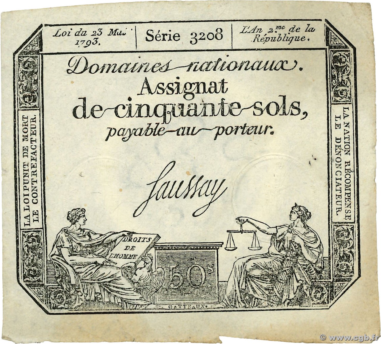 50 Sols FRANCE  1793 Ass.42c TTB