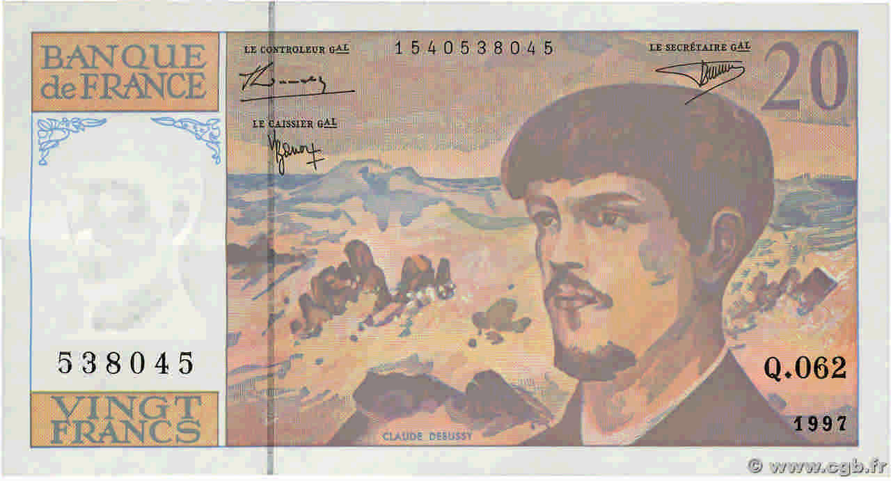 20 Francs DEBUSSY Modifié FRANCE  1997 F.66ter.02 VF