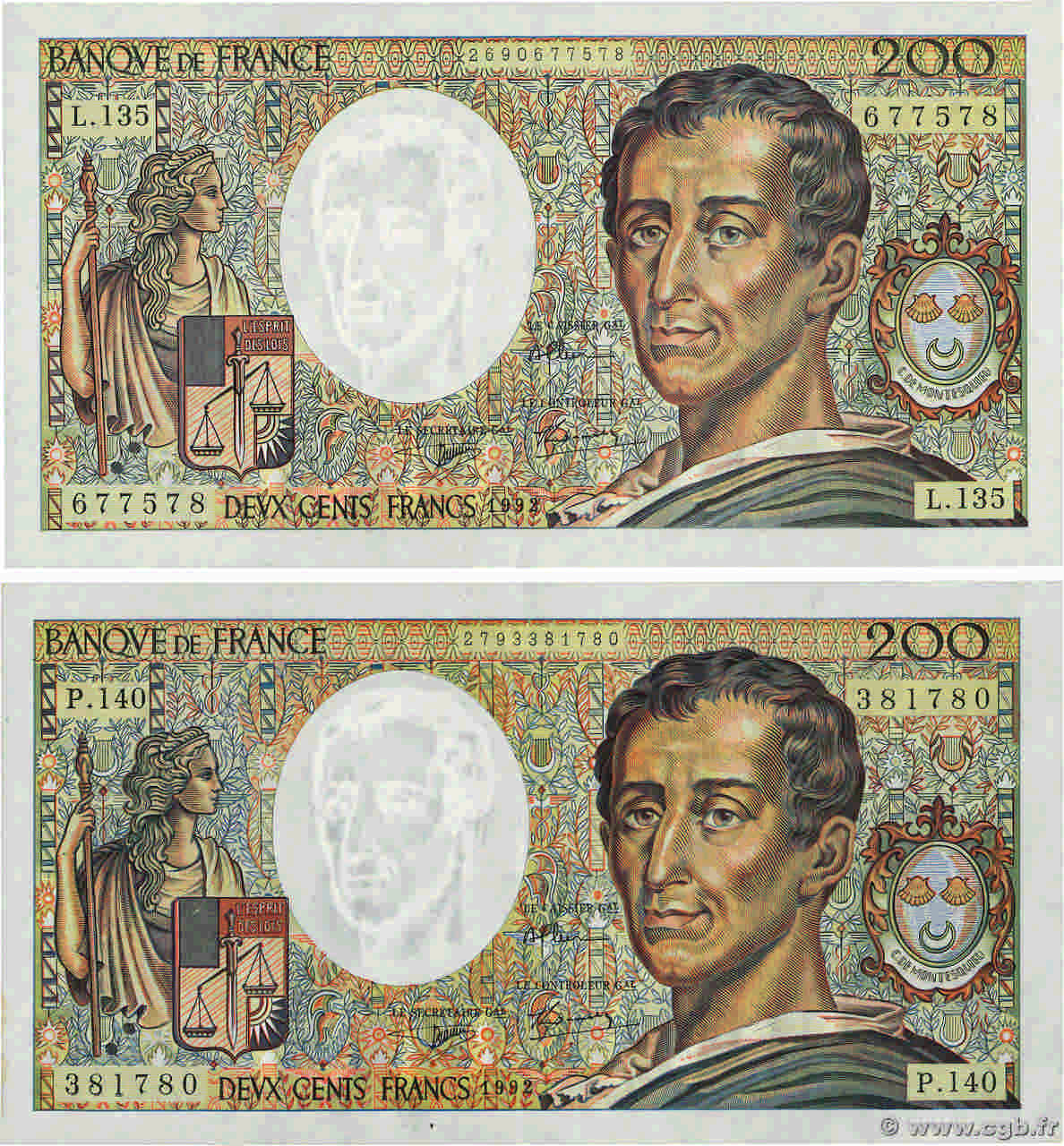 200 Francs MONTESQUIEU Lot FRANCE  1992 F.70.12c TTB à SUP