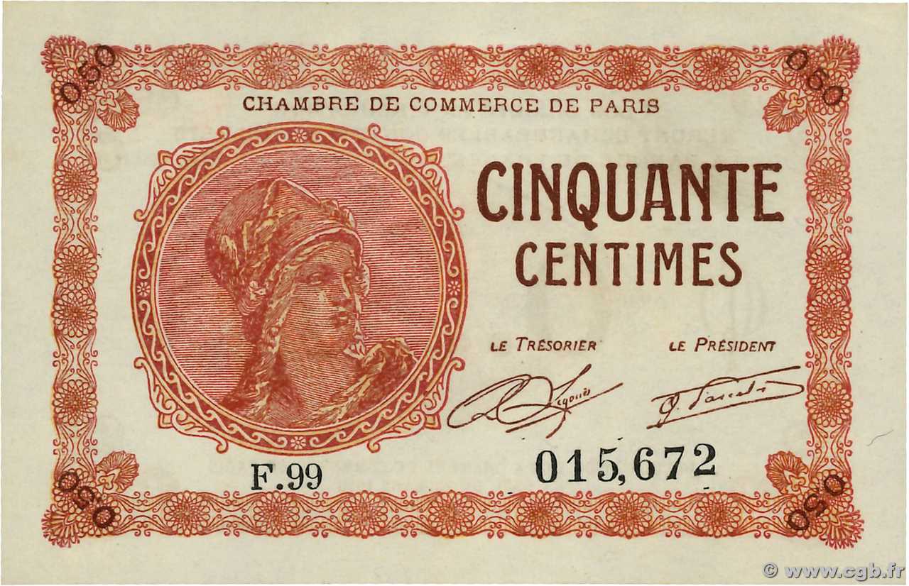 50 Centimes FRANCE Regionalismus und verschiedenen Paris 1920 JP.097.10 ST